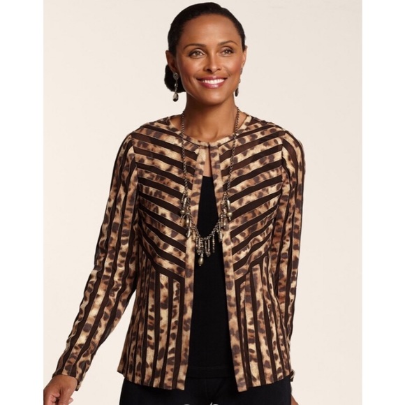 Chico's Jackets & Blazers - Chico’s Leopard Dree Strip Jacket